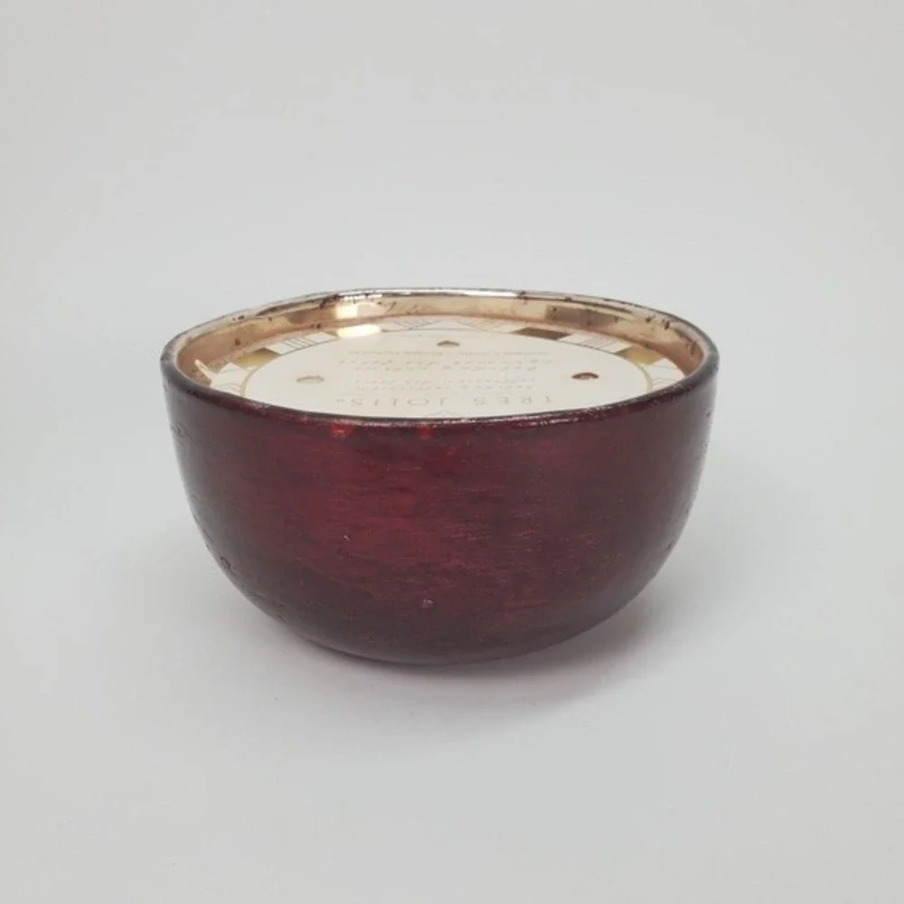 Tres Jolis Holiday Citrus 4-Wick Soy Blend Scented Candle 21.2 oz Red Glass Bowl